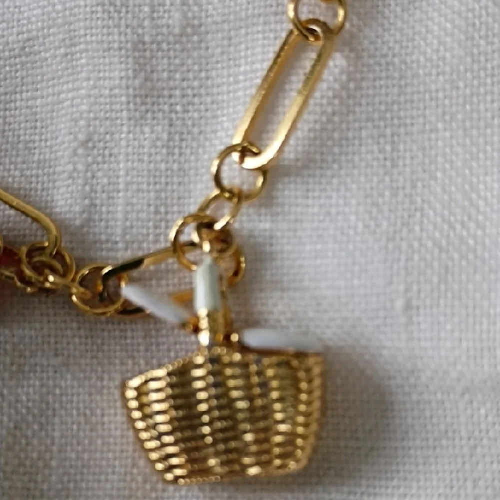 kate spade Gold Charm Bracelet with Red Strawberry Charms and Pearl Accents - Picture 2 of 5